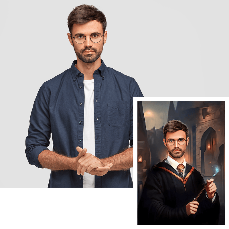 Harry Potter Porträt - Druck auf Leinwand, personalisiertes Geschenk für Mann - Adamell.de