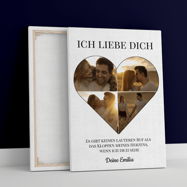 Herz-Collage 4 Fotos - Druck auf Leinwand, personalisiertes Geschenk für Mann - Adamell.de