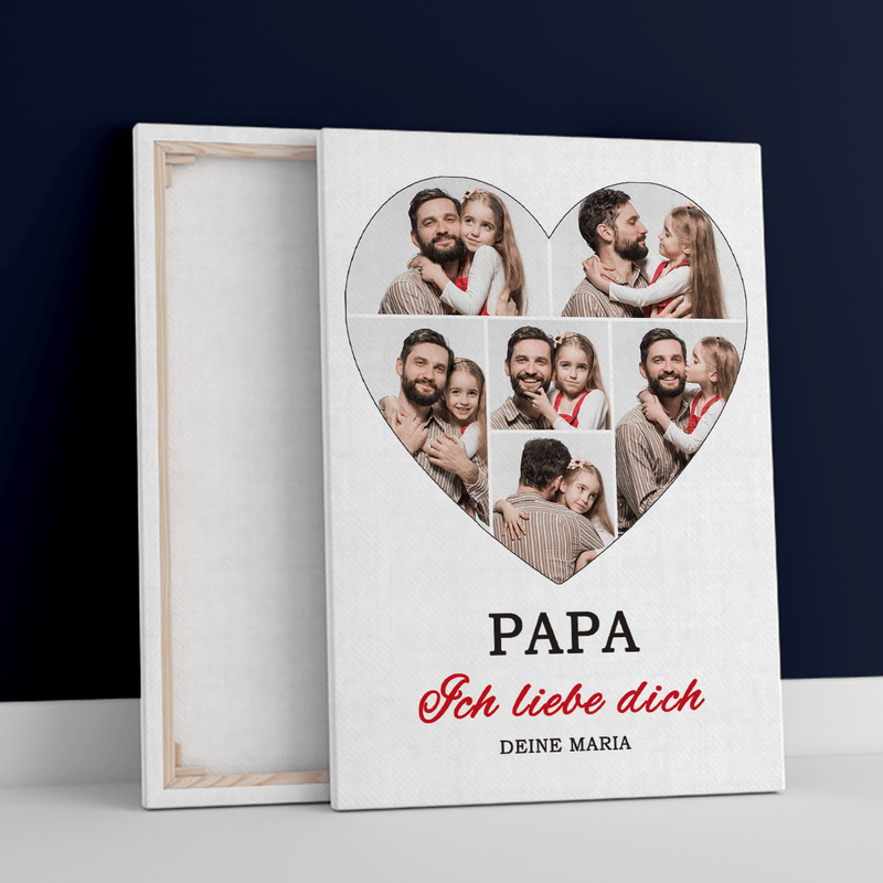 Herz-Collage für Papa - Druck auf Leinwand, personalisiertes Geschenk für Papa - Adamell.de