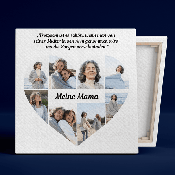 Herz-Fotocollage - Druck auf Leinwand, personalisiertes Geschenk für Mama - Adamell.de