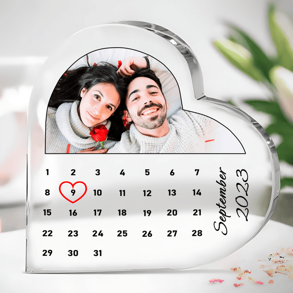 Herz-Kalender - Herz aus Glas, personalisiertes Geschenk für ein Paar - Adamell.de