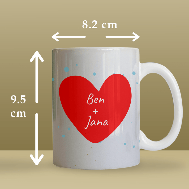 Herz Namen + Foto - 1x bedruckte Tasse, personalisiertes Geschenk für ein Paar - Adamell.de
