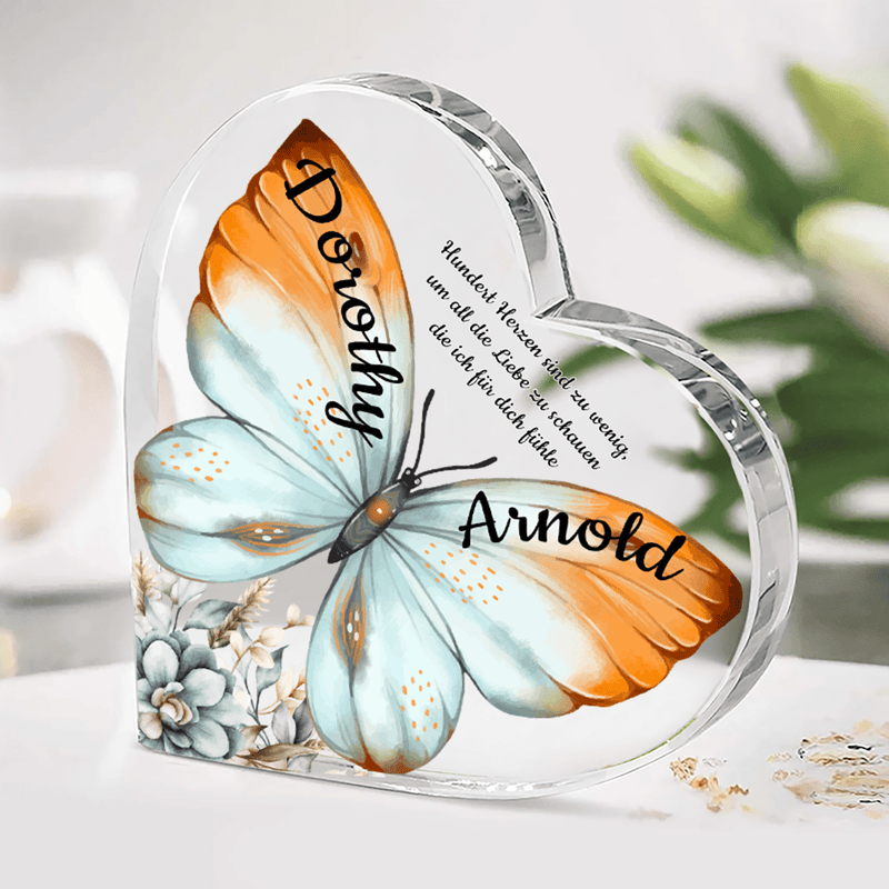 Herz Schmetterling - Herz aus Glas, personalisiertes Geschenk für sie - Adamell.de