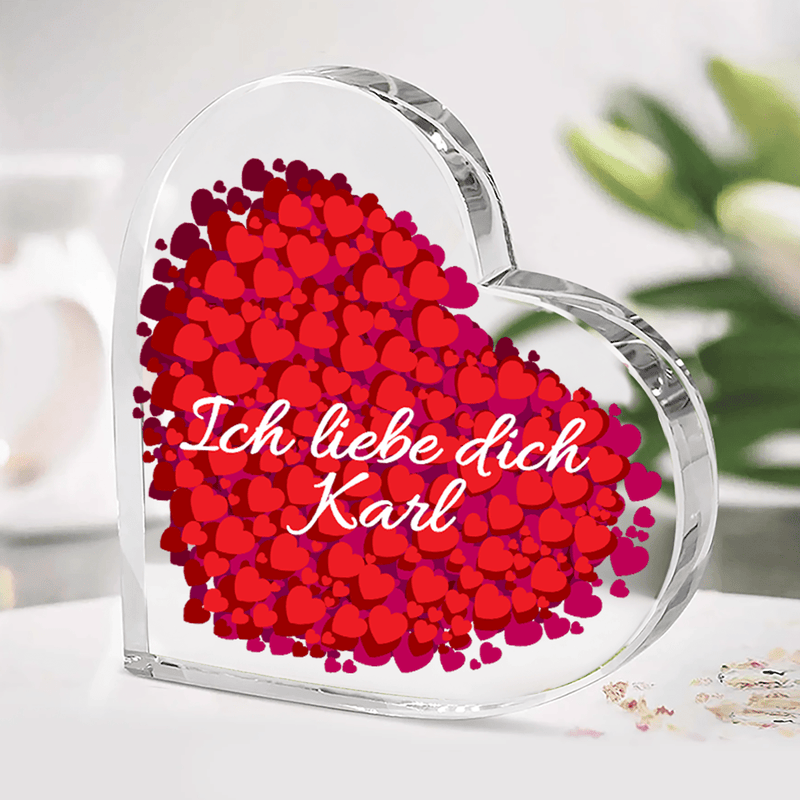 Herzen + Name - Herz aus Glas, personalisiertes Geschenk für ihn - Adamell.de