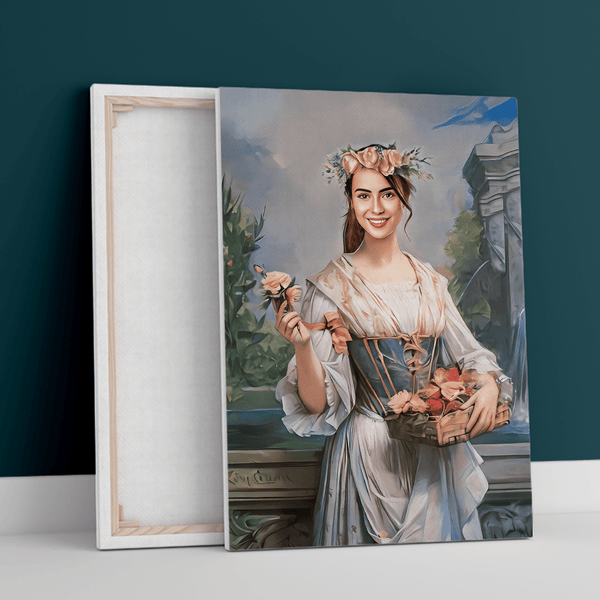 Historisches Frauenporträt - Druck auf Leinwand, personalisiertes Geschenk für Schwester - Adamell.de