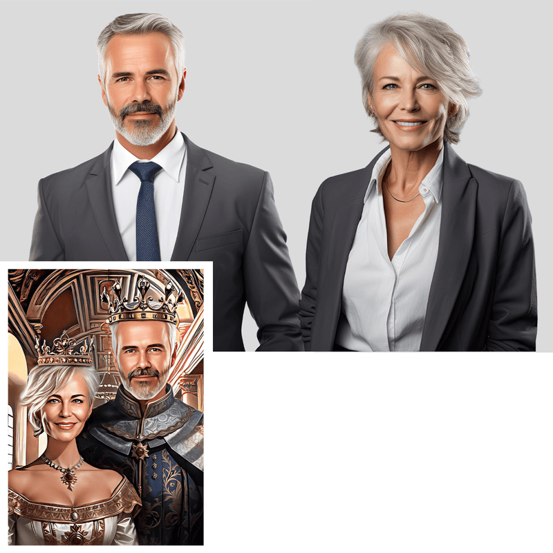 Historisches Porträt von Herrschern - Druck auf Leinwand, personalisiertes Geschenk für Eltern - Adamell.de