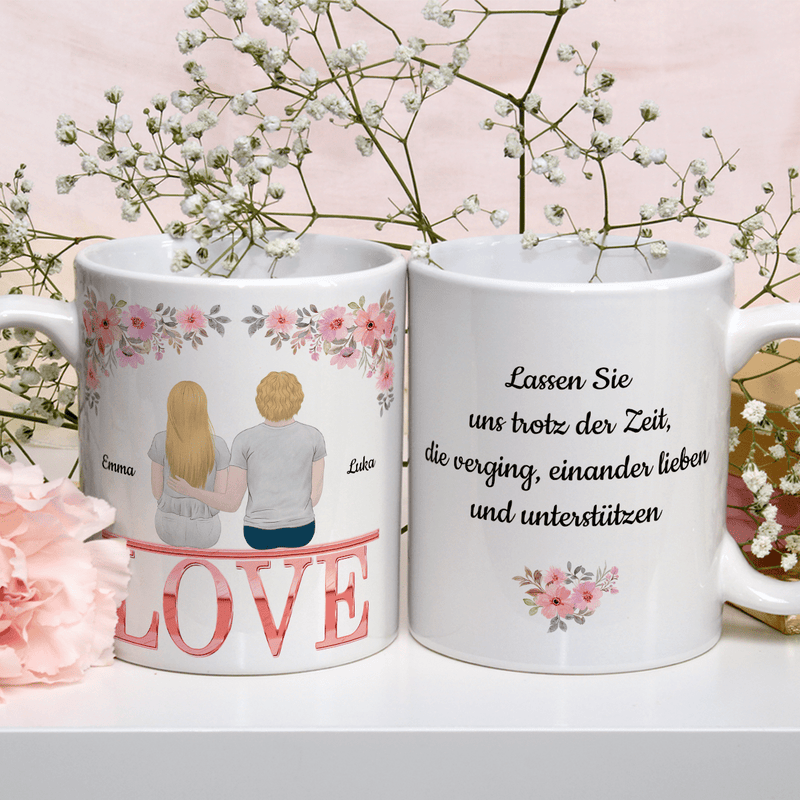 Hochzeitstag Clipart - Bedruckte Tasse, personalisiertes Geschenk für Paar - Adamell.de