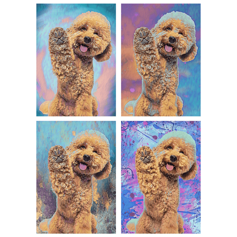 Hund auf farbigem Hintergrund - Druck auf Leinwand, personalisiertes Geschenk für Hundebesitzer - Adamell.de