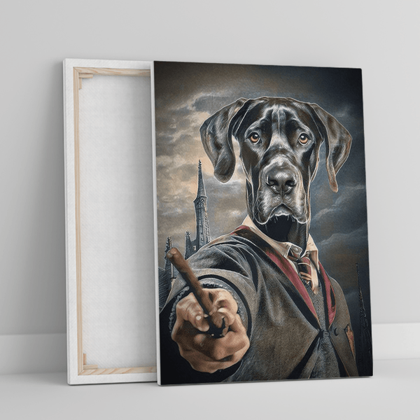 Hund mit Zauberstab - Druck auf Leinwand, personalisiertes Geschenk für Hundebesitzer - Adamell.de