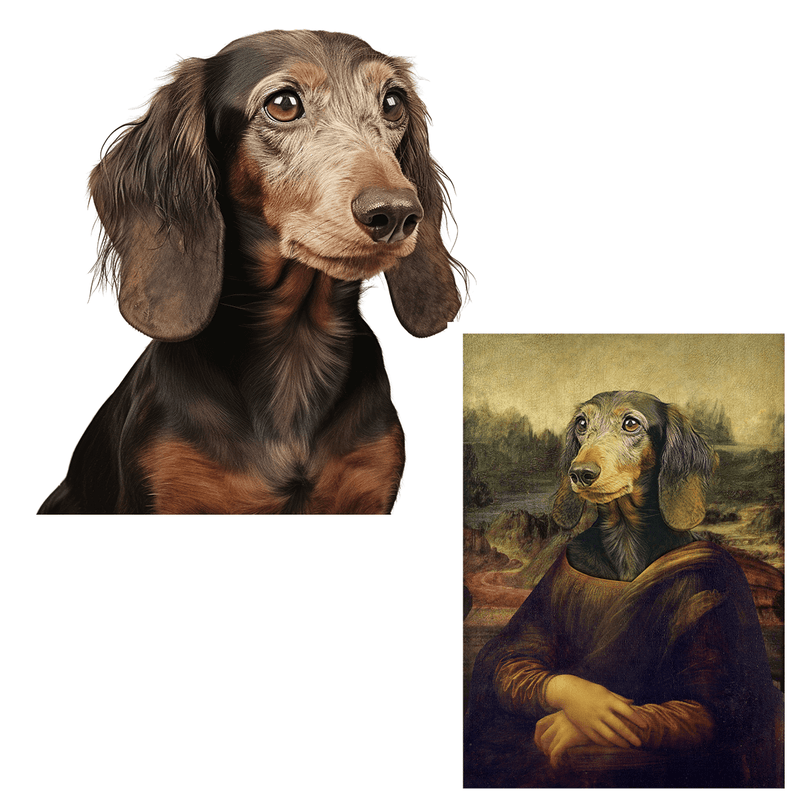Hund Mona Lisa - Druck auf Leinwand, personalisiertes Geschenk für Hundebesitzer - Adamell.de