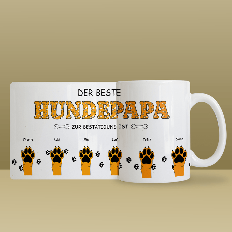 Hundepapa - 1x Bedruckte Tasse, personalisiertes Geschenk - Adamell.de