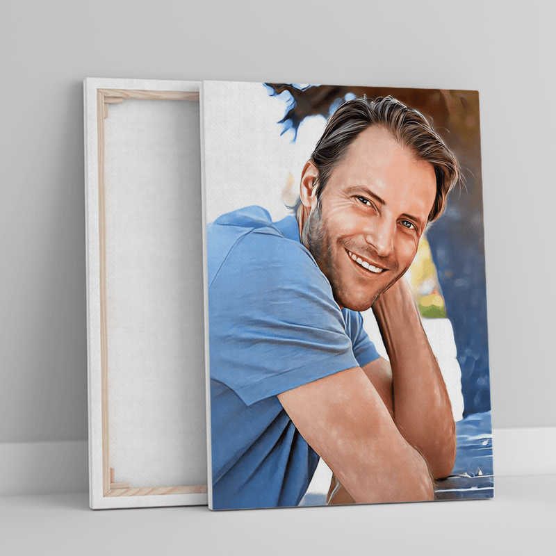 Hyperrealistisches Porträt - Druck auf Leinwand, personalisiertes Geschenk für ihn! - Adamell.de