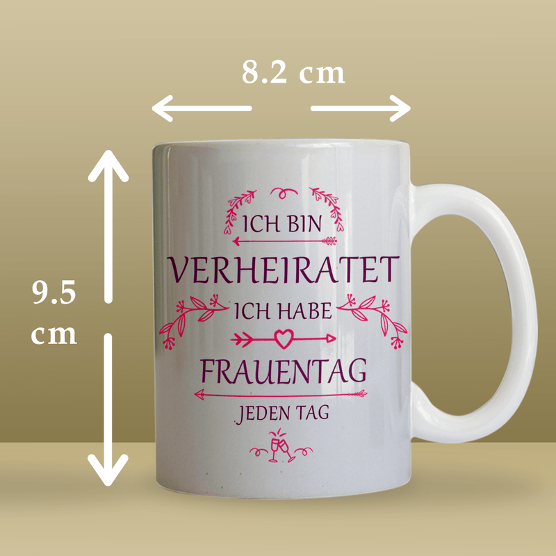 Ich bin verheiratet - 1x bedruckte Tasse, personalisiertes Geschenk für Frau - Adamell.de