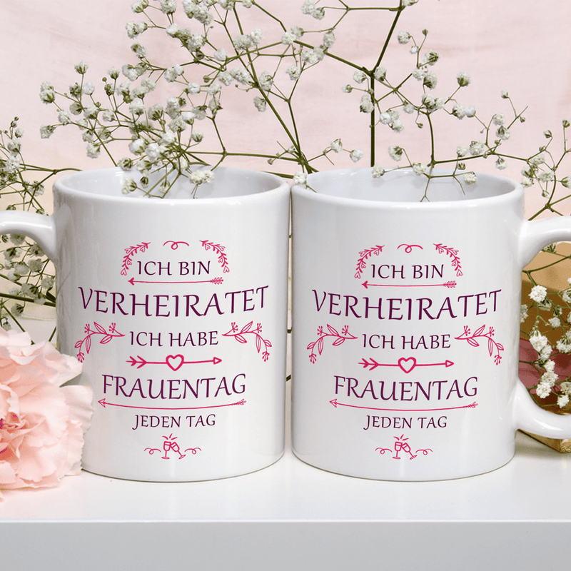 Ich bin verheiratet - 1x bedruckte Tasse, personalisiertes Geschenk für Frau - Adamell.de