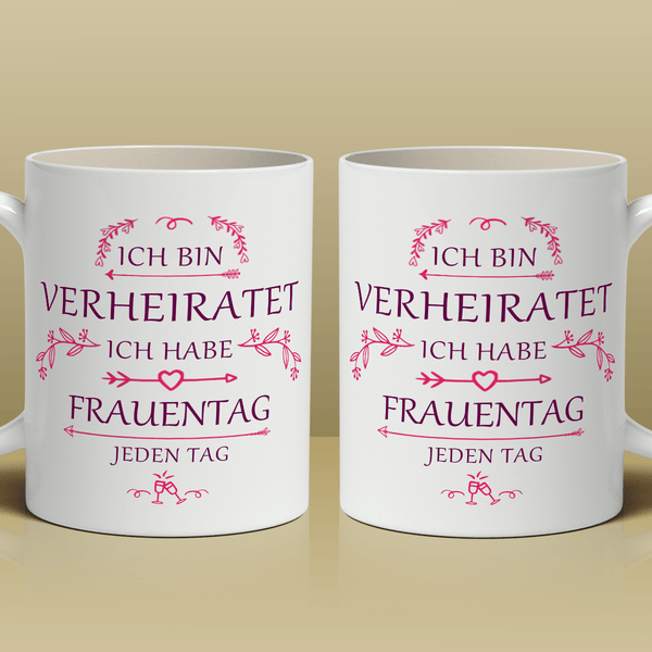 Ich bin verheiratet - 1x bedruckte Tasse, personalisiertes Geschenk für Frau - Adamell.de