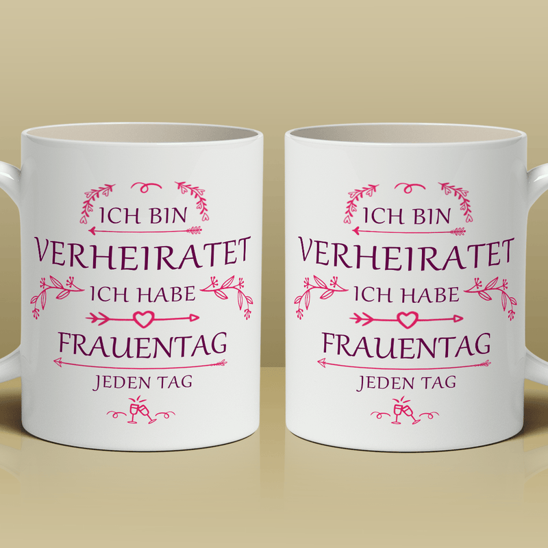 Ich bin verheiratet - 1x bedruckte Tasse, personalisiertes Geschenk für Frau - Adamell.de