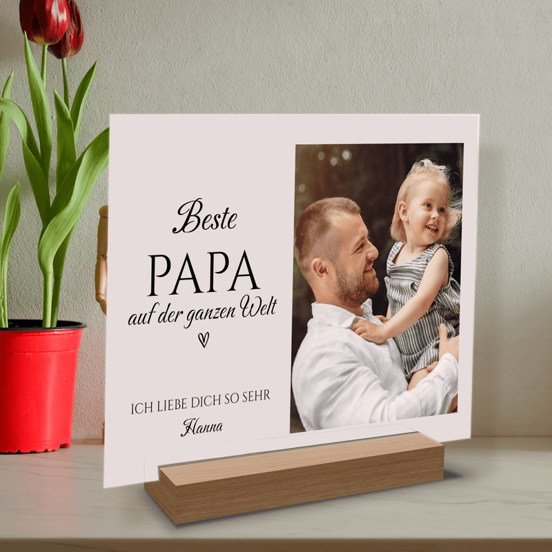 Ich liebe dich do sehr Papa - Druck auf Glas, personalisiertes Geschenk für Papa - Adamell.de