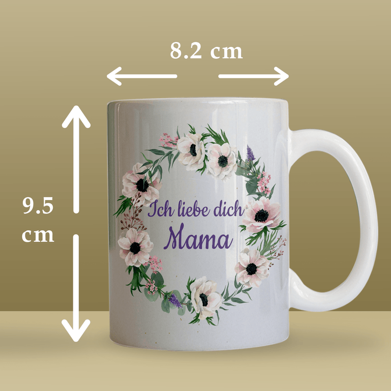 Ich liebe dich Mama - 1x bedruckte Tasse, personalisiertes Geschenk für Mama - Adamell.de