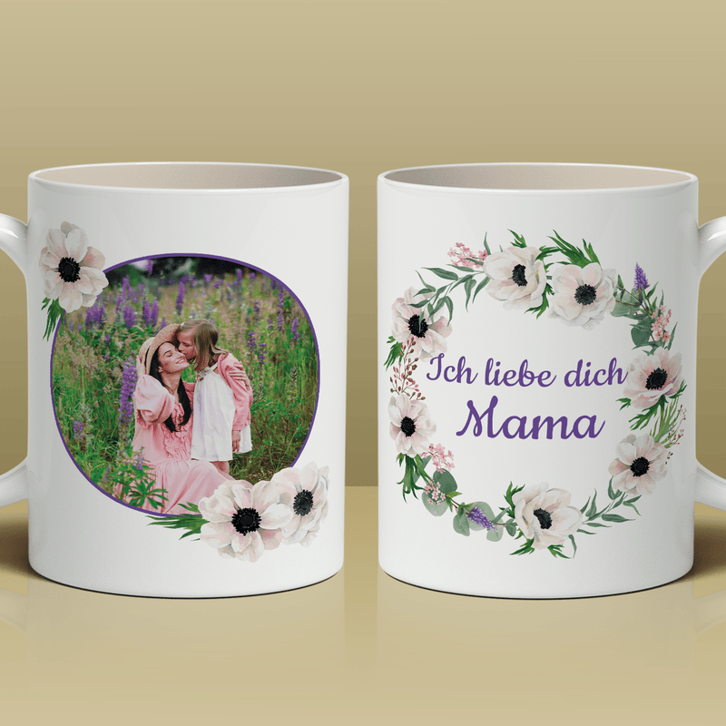 Ich liebe dich Mama - 1x bedruckte Tasse, personalisiertes Geschenk für Mama - Adamell.de