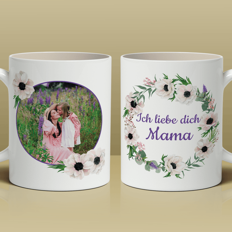 Ich liebe dich Mama - 1x bedruckte Tasse, personalisiertes Geschenk für Mama - Adamell.de