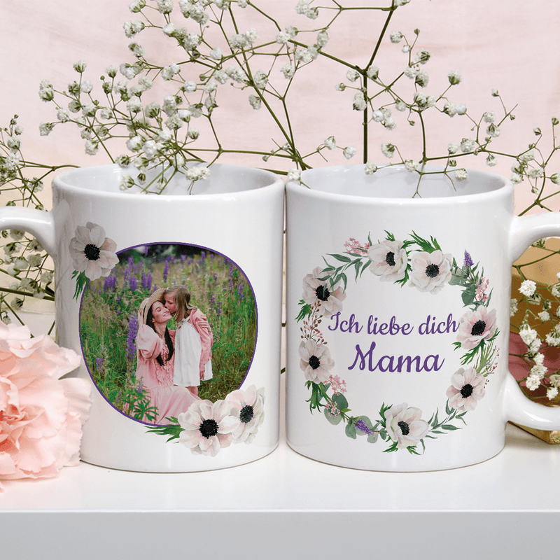 Ich liebe dich Mama - 1x bedruckte Tasse, personalisiertes Geschenk für Mama - Adamell.de