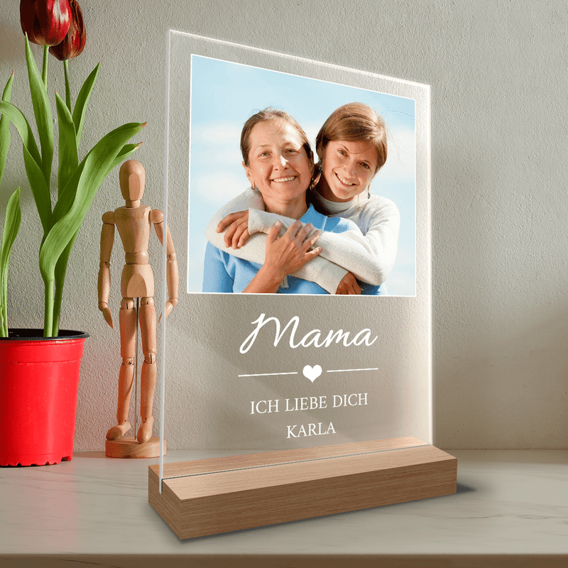 Ich liebe dich, Mama - Druck auf Glas, personalisiertes Geschenk für Mama - Adamell.de