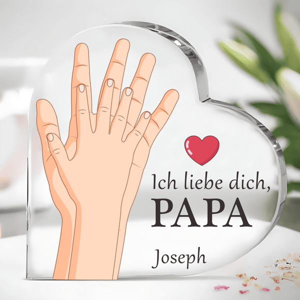 Ich liebe dich, Papa - Herz aus Glas, personalisiertes Geschenk für Papa - Adamell.de