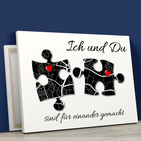 Ich und Du Puzzle- Druck auf Leinwand, personalisiertes Geschenk für Paar - Adamell.de
