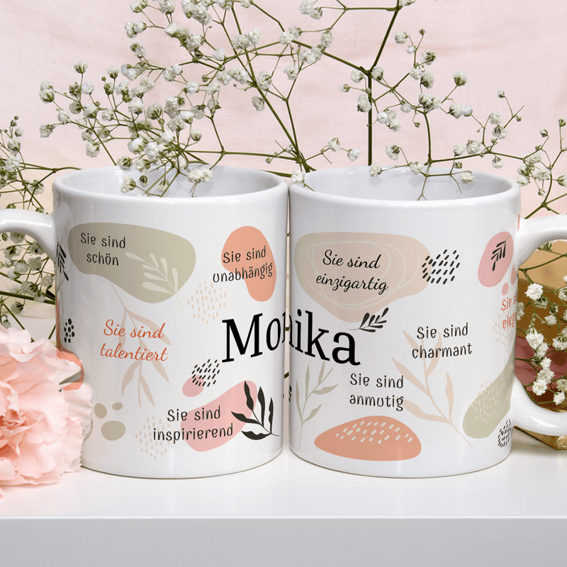 Ihre Vorteile - 1x bedruckte Tasse, personalisiertes Geschenk für Frau - Adamell.de