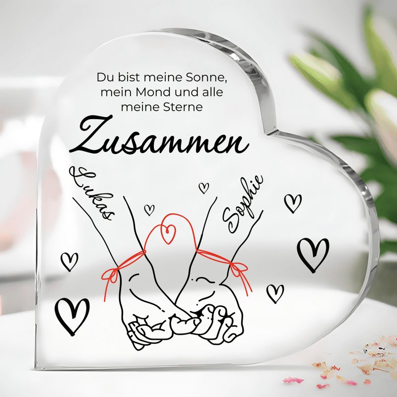 Immer zusammen - Herz aus Glas, personalisiertes Geschenk für Frau - Adamell.de