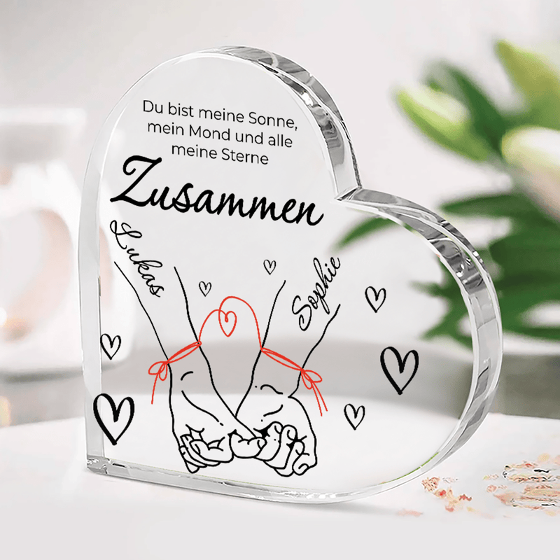 Immer zusammen - Herz aus Glas, personalisiertes Geschenk für Frau - Adamell.de