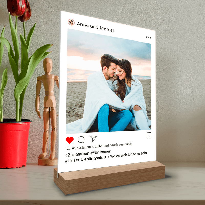 Instagram Paar - Druck auf Glas, personalisiertes Geschenk für Paare - Adamell.de