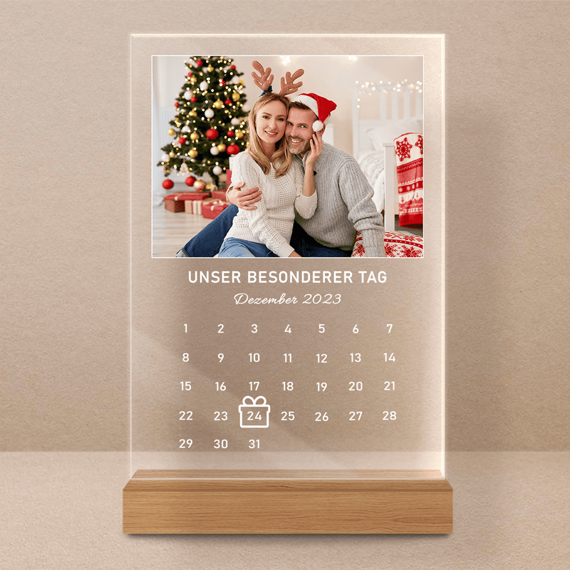 Kalender für die Ehefrau zu Weihnachten - Druck auf Glas, personalisiertes Geschenk für die Ehefrau - Adamell.de