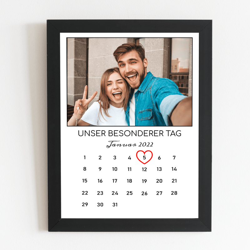 Kalender mit Ihrem Datum - Druck auf Glas, personalisiertes Geschenk für Paar - Adamell.de