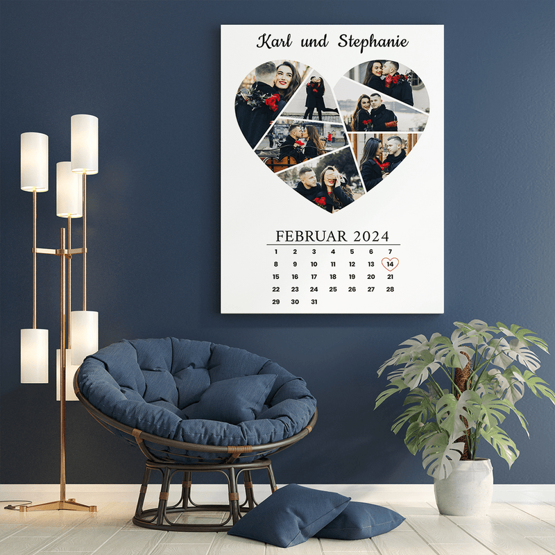 Kalender mit Namen - Druck auf Leinwand, personalisiertes Geschenk für ein Paar - Adamell.de