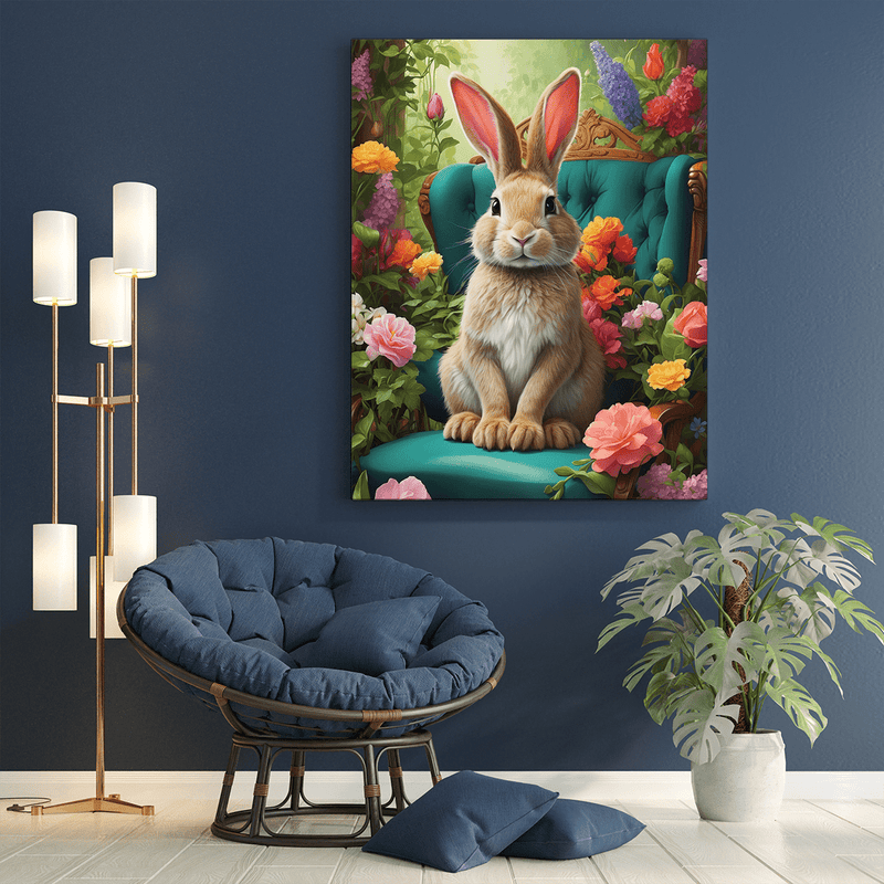 Kaninchen in Blumen - Druck auf Leinwand, personalisiertes Geschenk für sie, ihn - Adamell.de