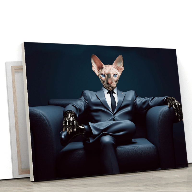 Katze im Anzug - Druck auf Leinwand, personalisiertes Geschenk für Katzenfan - Adamell.de