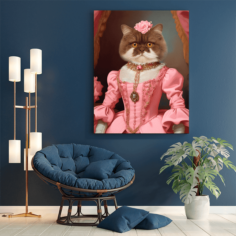 Katze im rosa Kleid - Druck auf Leinwand, personalisiertes Geschenk - Adamell.de