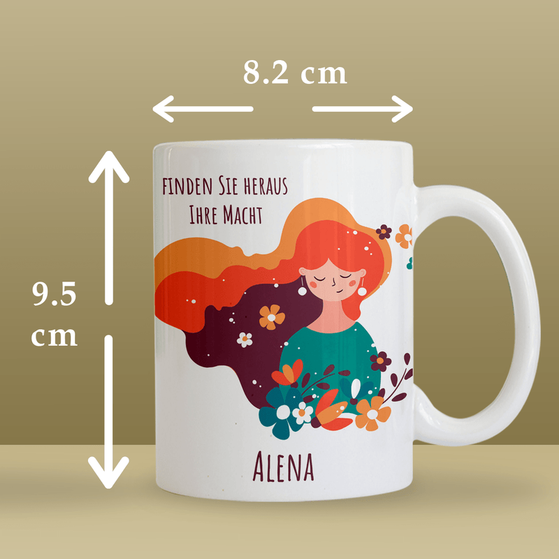 Kenne deine Macht - 1x bedruckte Tasse, personalisiertes Geschenk für Frau - Adamell.de