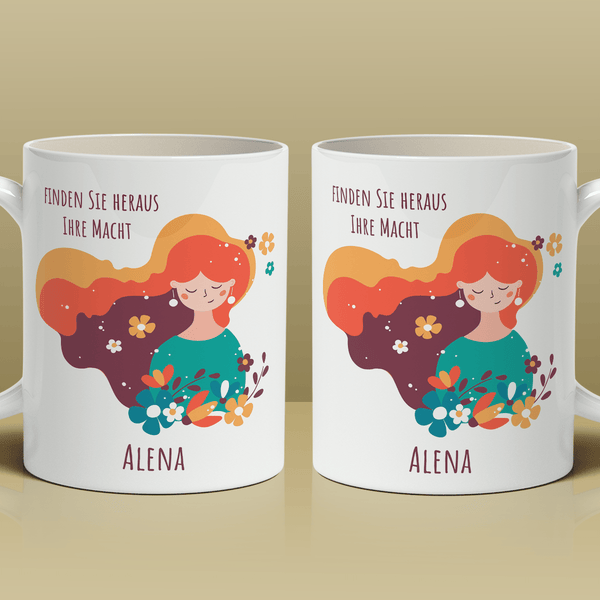 Kenne deine Macht - 1x bedruckte Tasse, personalisiertes Geschenk für Frau - Adamell.de