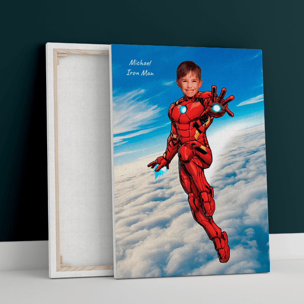 Kind Iron Man - Druck auf Leinwand, personalisiertes Geschenk für Kind - Adamell.de