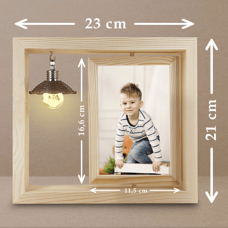 Kinder-Fotografie - Druck auf Glas in Holzrahmen + led, personalisiertes Geschenk für Kind - Adamell.de