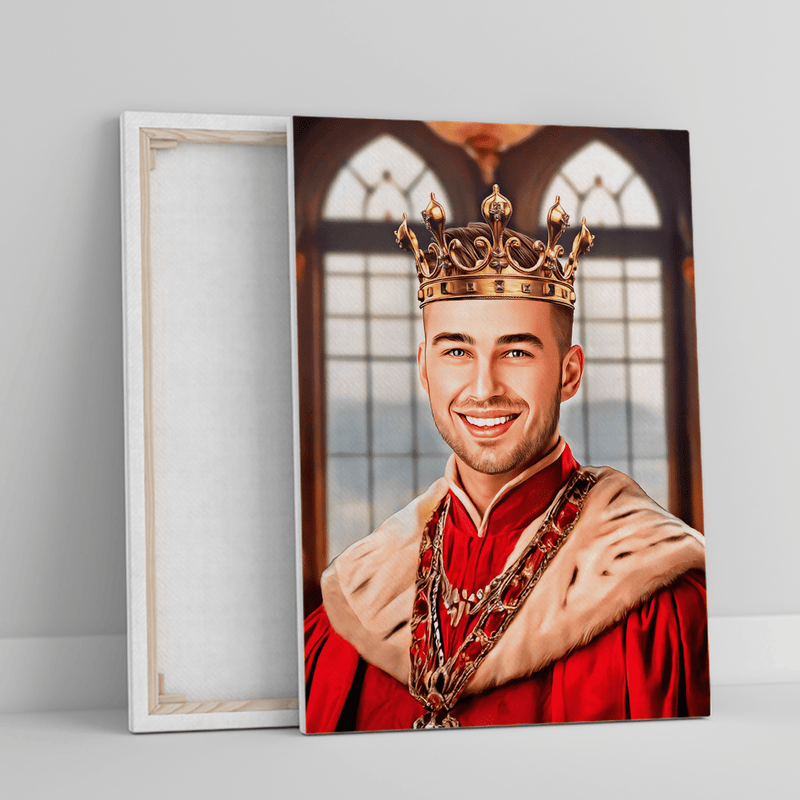 König-Porträt - Druck auf Leinwand, personalisiertes Geschenk für Mann - Adamell.de