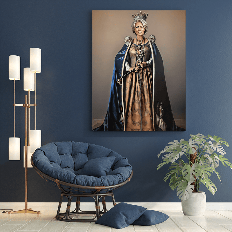 Königin auf einfarbigem Hintergrund - Druck auf Leinwand, personalisiertes Geschenk für Oma - Adamell.de