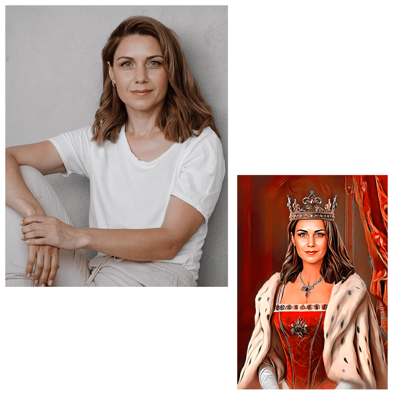 Königin in Rottönen - Druck auf Leinwand, personalisiertes Geschenk für Frau - Adamell.de