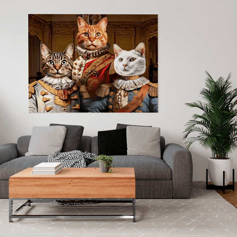 Königliche Katzen - Druck auf Leinwand, personalisiertes Geschenk für den Katzenbesitzer - Adamell.de