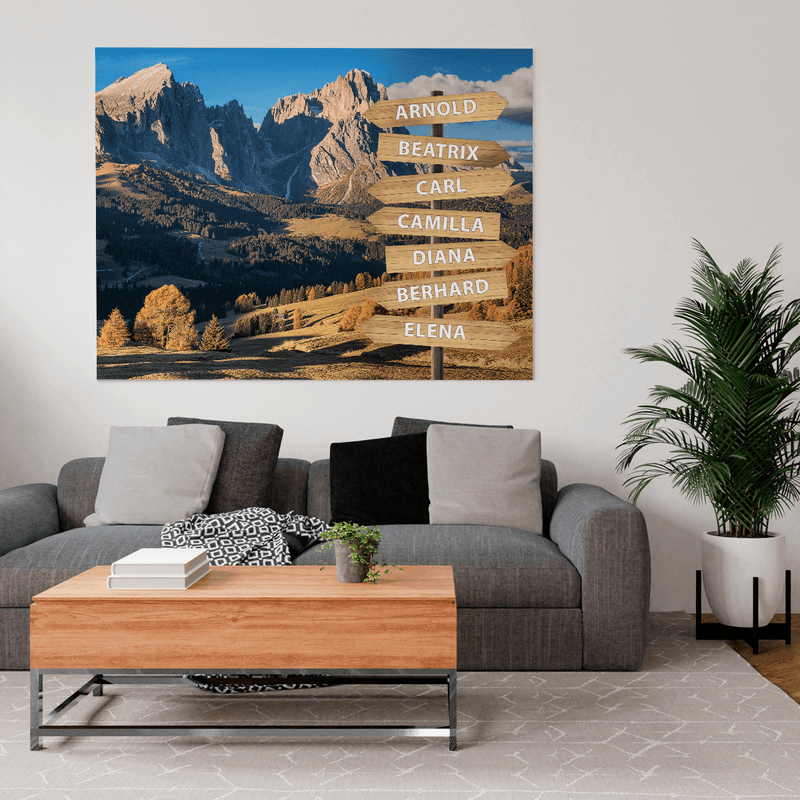 Landschaft + Schilder - Druck auf Leinwand, personalisiertes Geschenk für Großeltern - Adamell.de