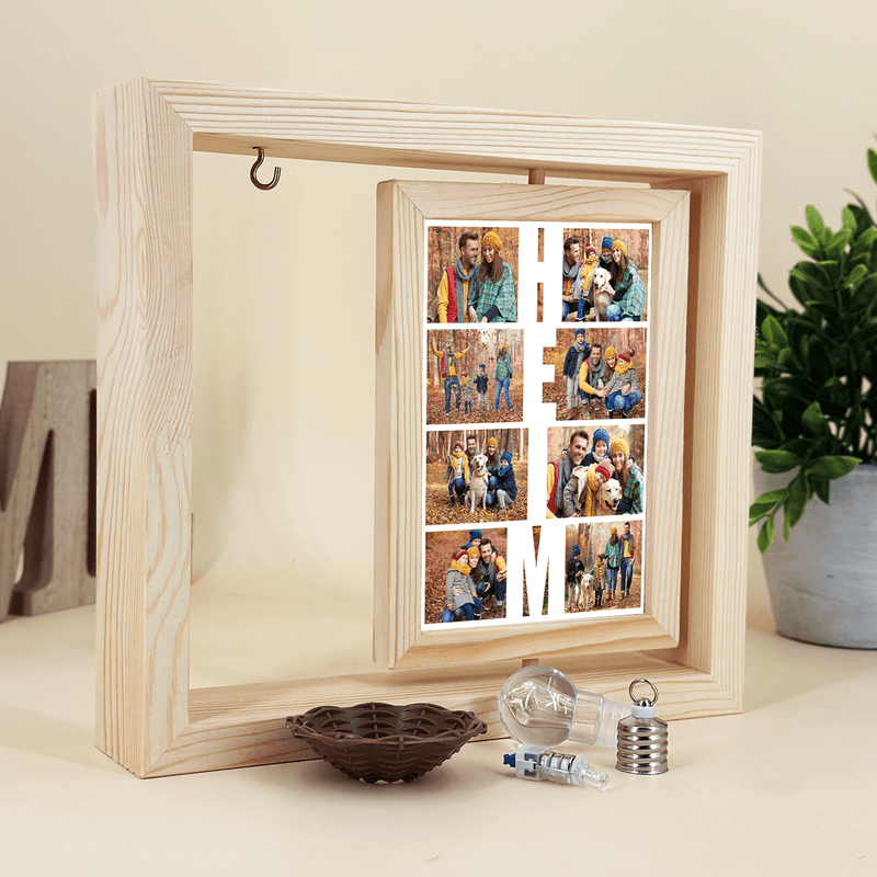 Liebe Eltern - Druck auf Glas in Holzrahmen + led, personalisiertes Geschenk für Eltern - Adamell.de