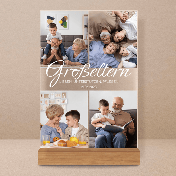 Liebe Großeltern - Druck auf Glas, personalisiertes Geschenk für Großeltern - Adamell.de