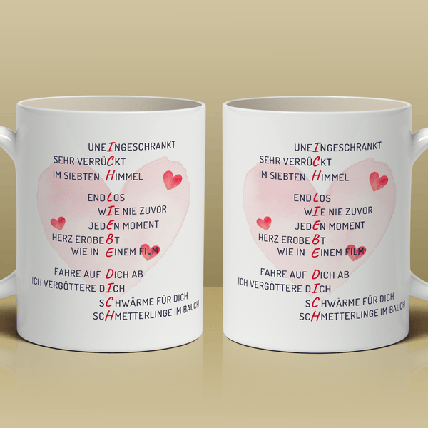 Liebe Kreuzworträtsel - 1x Bedruckte Tasse, personalisiertes Geschenk für Mann - Adamell.de